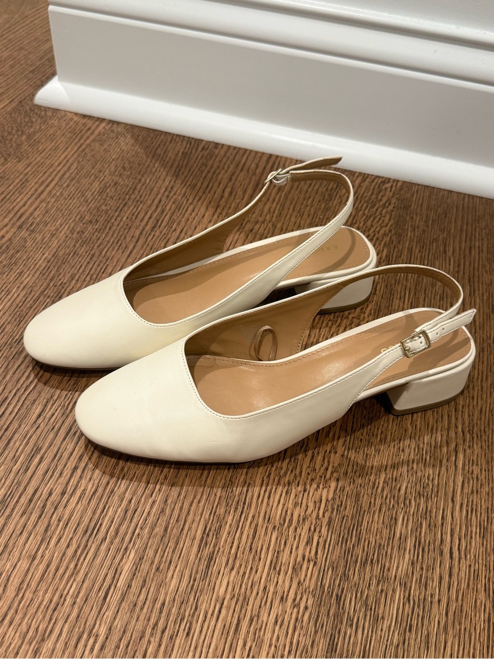 Express Cream Slingback Low Block Heel Mules